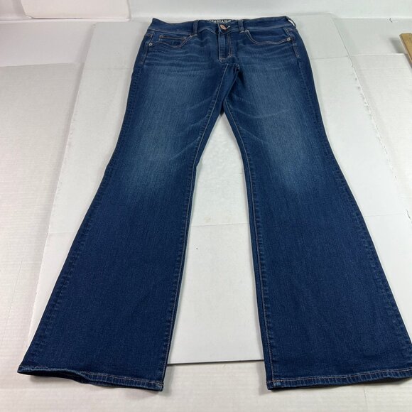 American Eagle Jeans Women's 32x31* Kick Boot Mid Rise Blue Faded Denim Tag 12 R - Picture 1 of 16